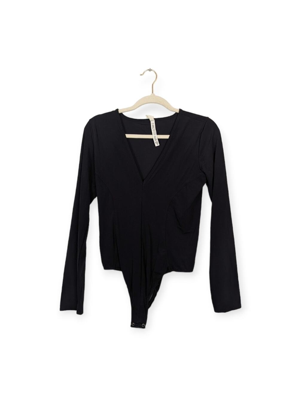 Free People Intimately Black Long Sleeve Bodysuit